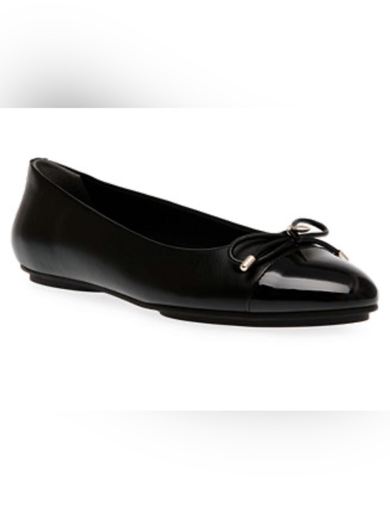 Anne Klein Shoes - Anne Klein Black Patent Cap-Toe Ballet Flat with Bow